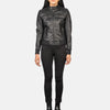 Metro Varsity Leather Bomber Jacket for Women