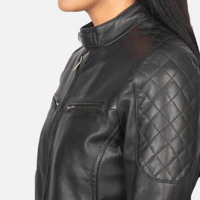 Metro Varsity Leather Bomber Jacket for Women