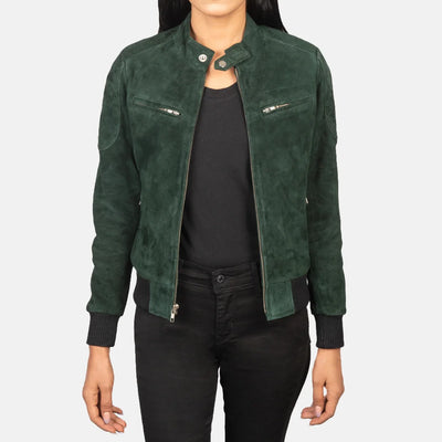 Metro Varsity Leather Bomber Jacket for Women