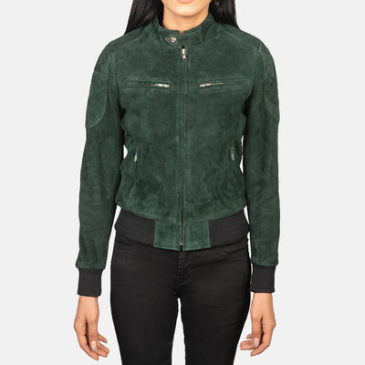 Metro Varsity Leather Bomber Jacket for Women