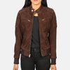 Metro Varsity Leather Bomber Jacket for Women