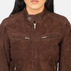 Metro Varsity Leather Bomber Jacket for Women