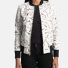 Mia Black White Leather Bomber Jacket for Women