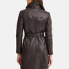 Mocha Chic Leather Trench Coat With Belt