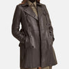 Mocha Chic Leather Trench Coat With Belt