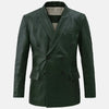 Olive Heritage Leather Blazer Men Green