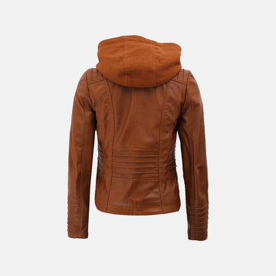 Origins Hooded Leather Jacket Womens