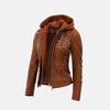 Origins Hooded Leather Jacket Womens