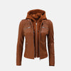 Origins Hooded Leather Jacket Womens