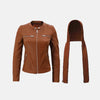 Origins Hooded Leather Jacket Womens