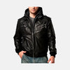 Pioneer Cruiser Leather Motorcycle Jacket with Removeable Hood