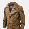 Sentinal Brown Leather Trench Coat men