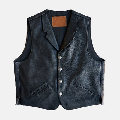 Shadowlord Black Leather Vest