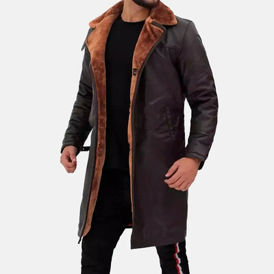 Shearlings Sage Mens Leather Duster Coat