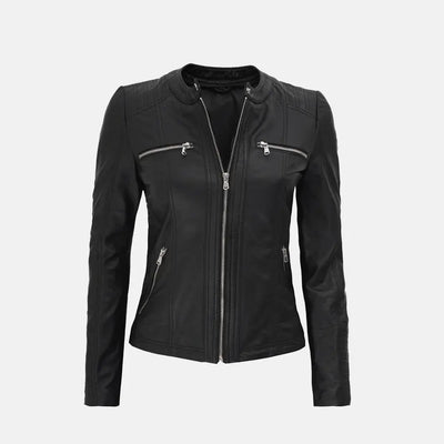 Shiftwear Leather Bomber Jacket for Women