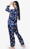 Silk Print Loungewear - Navy Blue