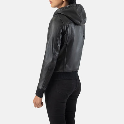 Snug Fit Leather Bomber Jacket for Women