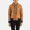 Snug Fit Leather Bomber Jacket for Women