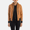 Snug Fit Leather Bomber Jacket for Women