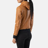 Snug Fit Leather Bomber Jacket for Women