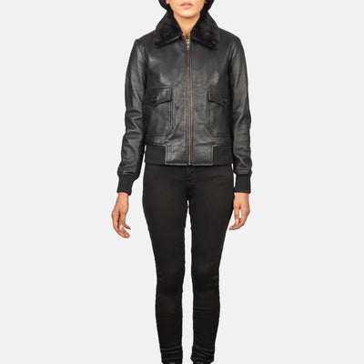 Squad Leather Bomber Jacket for Women