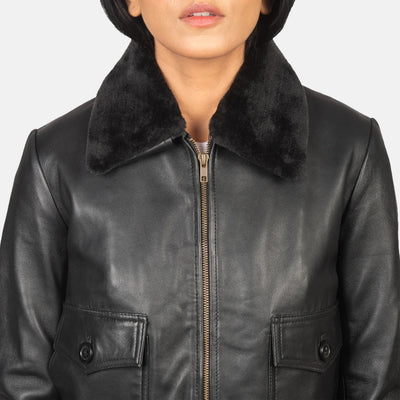 Squad Leather Bomber Jacket for Women