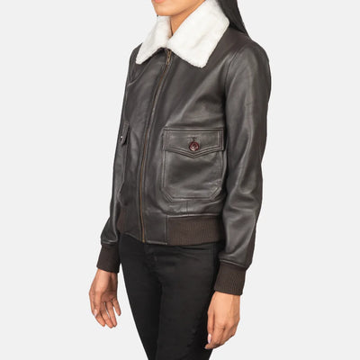 Squad Leather Bomber Jacket for Women