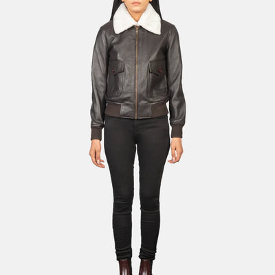 Squad Leather Bomber Jacket for Women