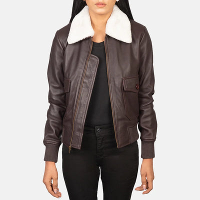 Squad Leather Bomber Jacket for Women