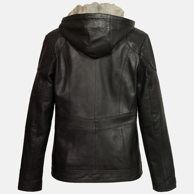 Tempest Women Hooded Leather Jacket