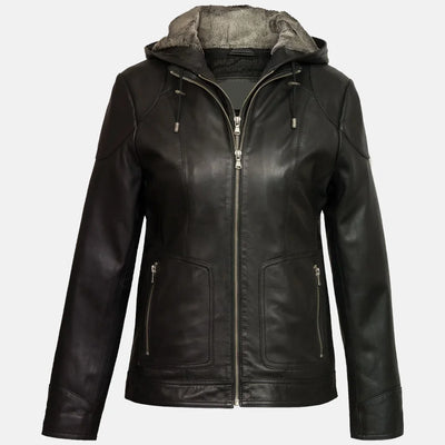 Tempest Women Hooded Leather Jacket