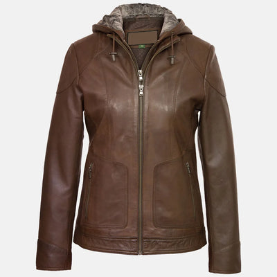 Tempest Women Hooded Leather Jacket