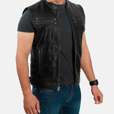 Torque Titan Leather Motorcycle Vest