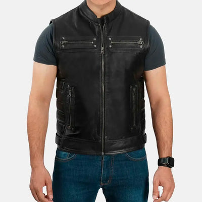 Torque Titan Leather Motorcycle Vest