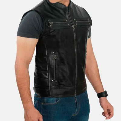 Torque Titan Leather Motorcycle Vest