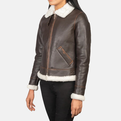 Vera Leather Bomber Jacket for Women