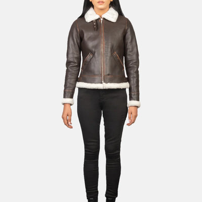 Vera Leather Bomber Jacket for Women