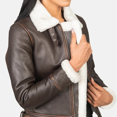 Vera Leather Bomber Jacket for Women