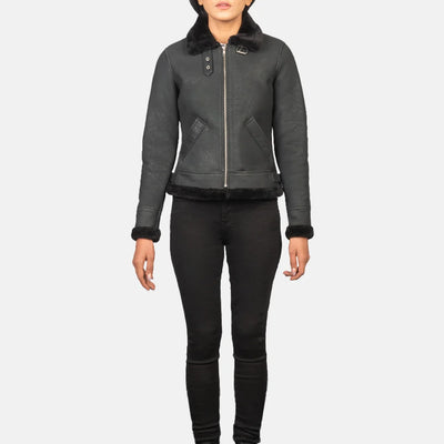 Vera Leather Bomber Jacket for Women