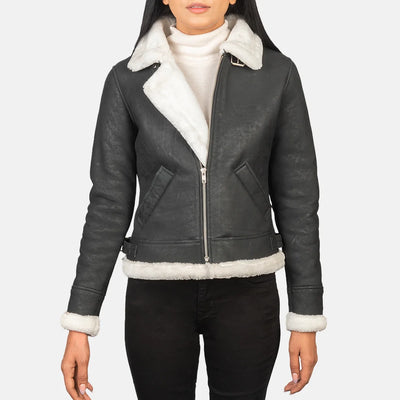 Vera Leather Bomber Jacket for Women