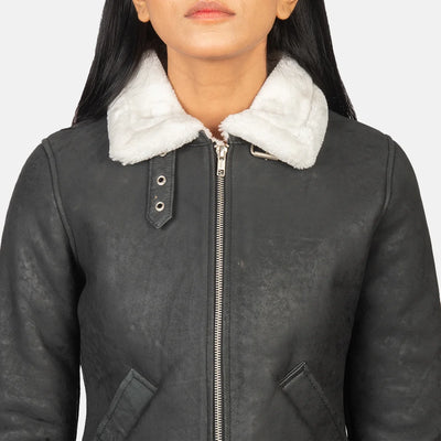 Vera Leather Bomber Jacket for Women