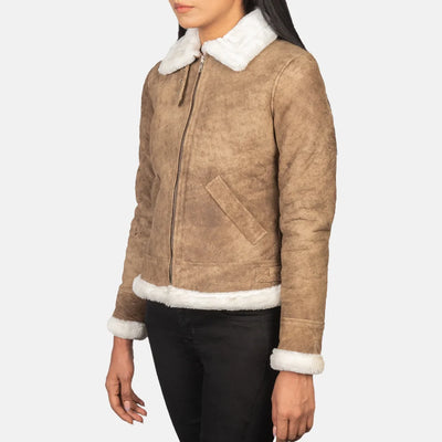 Vera Leather Bomber Jacket for Women