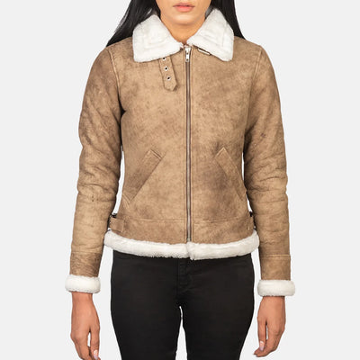 Vera Leather Bomber Jacket for Women