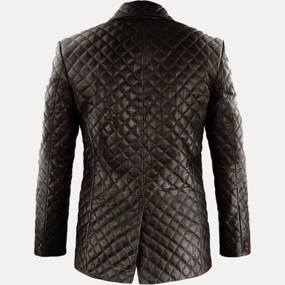 Vivid Double Button Men Leather Blazer