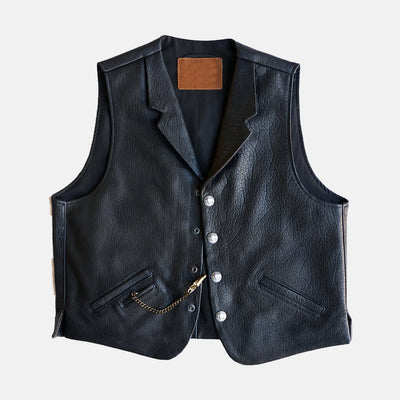 Shadowlord Black Leather Vest