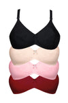 (Pack of 4) Basic Essential Cotton Bras for Everyday Wear